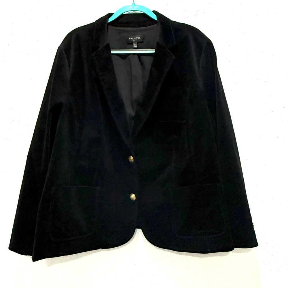 Talbots velvet‎ Black Women's Blazer with Gold Buttons 24W - Picture 2 of 12
